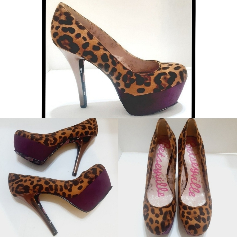 Betseyville By Betsey Johnson Leopard Platform Stiletto Heels US 9.5 Sexy High